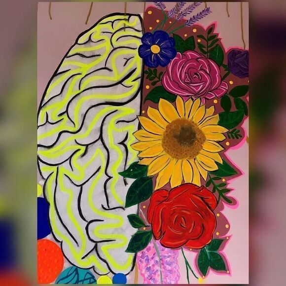 Brain Ship Flow Flower Golden‎ Drip Painting 30x40 - Picture 6 of 7